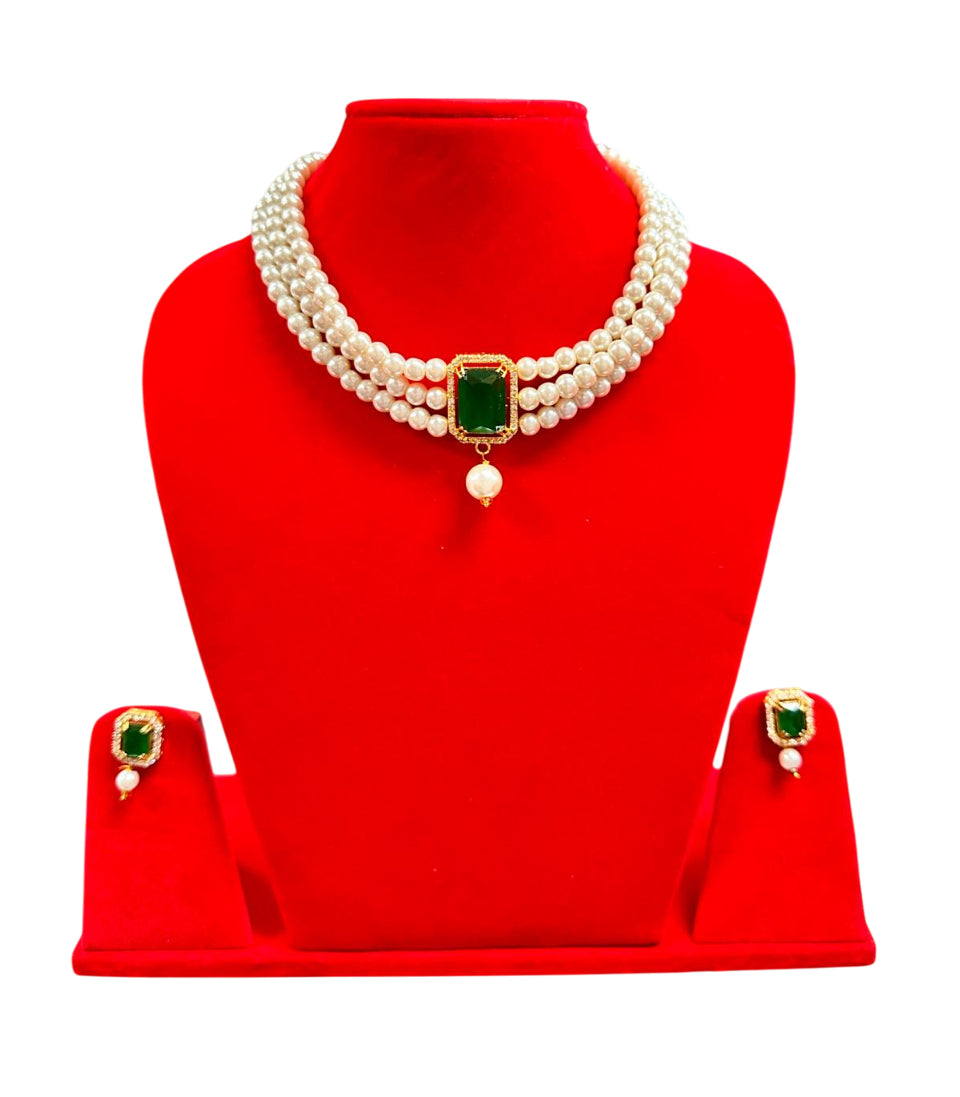 Moti Choker Set-Green